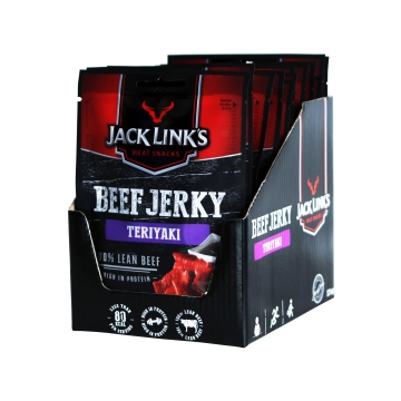 Jack Link's Beef Jerky - Teriyaki Flavour - Box of 12 x 25 g Packs
