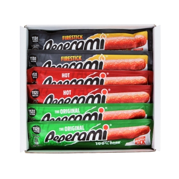 Peperami - Mixed Flavour Case - Smoked Pork Salami Sausage  - Box of 24 x 22.5 g