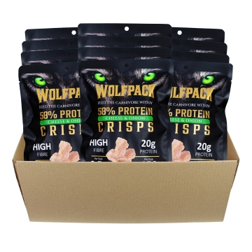 Wolfpack - Protein Crisps - Cheese & Onion - Box of 12 x 35 g