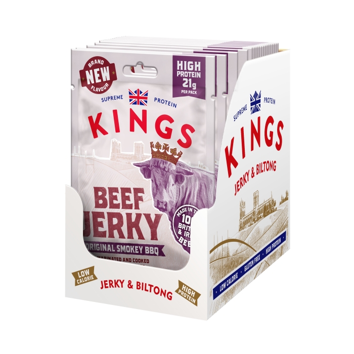 Kings - Beef Jerky - Original Smokey BBQ - Box of 12 x 60 g