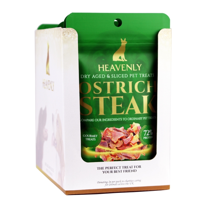 Heavenly - Ostrich Steak - Complementary Pet Food for Dogs - Box of 12 x 25 g Packs