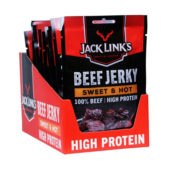 Jack Link's Beef Jerky - Sweet and Hot Flavour - Box of 12 x 60 g Packs