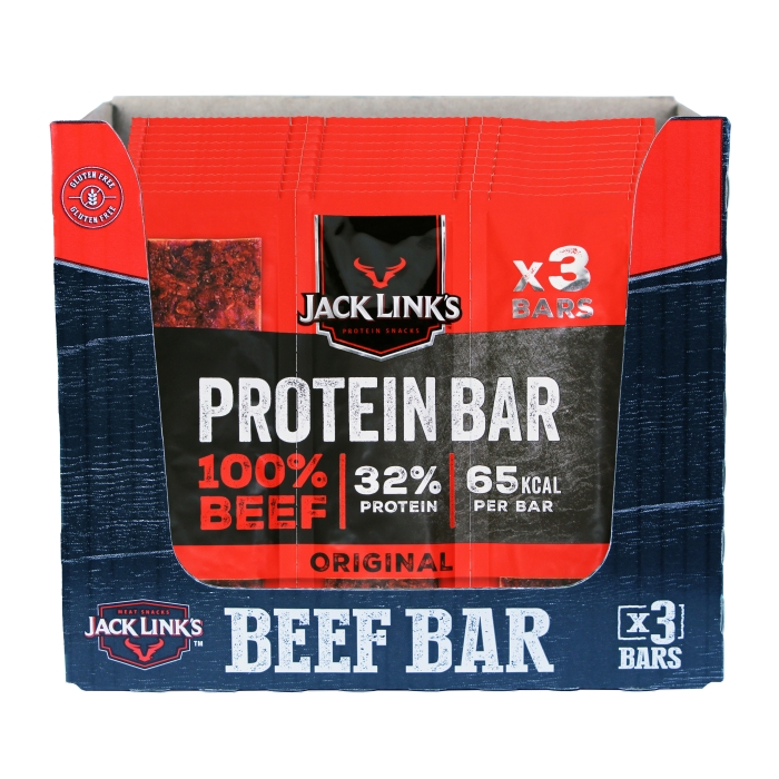 Jack Link's Original Beef Protein Bars - Box of 10 x 3  x 22.5 g Packs