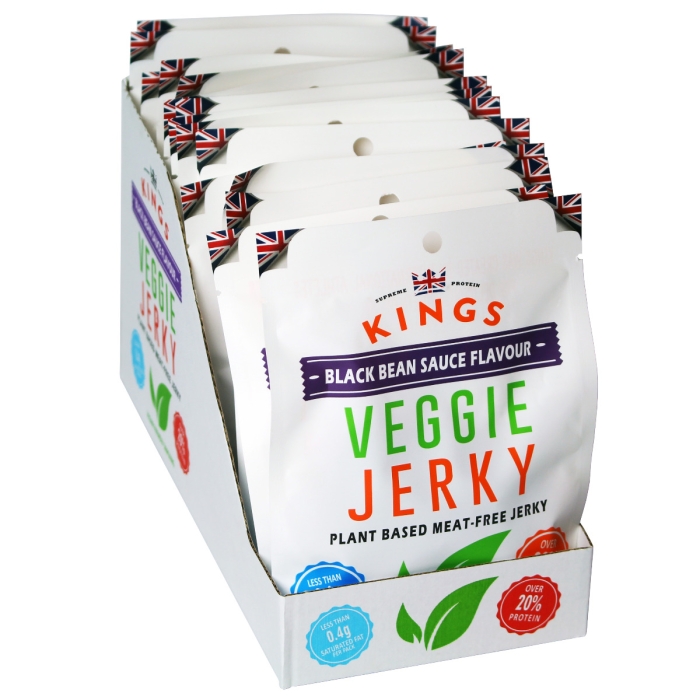 Kings Veggie Jerky - Black Bean Sauce Flavour - Box of 16 x 25 g