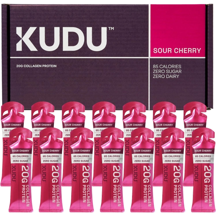 Kudu Liquid Collagen Sachets - Bovine Protein - Sour Cherry - 14 x 63 g