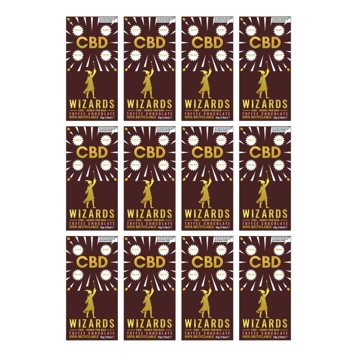 Wizards CBD Toffee Chocolate Box of 12 x 55g Bars
